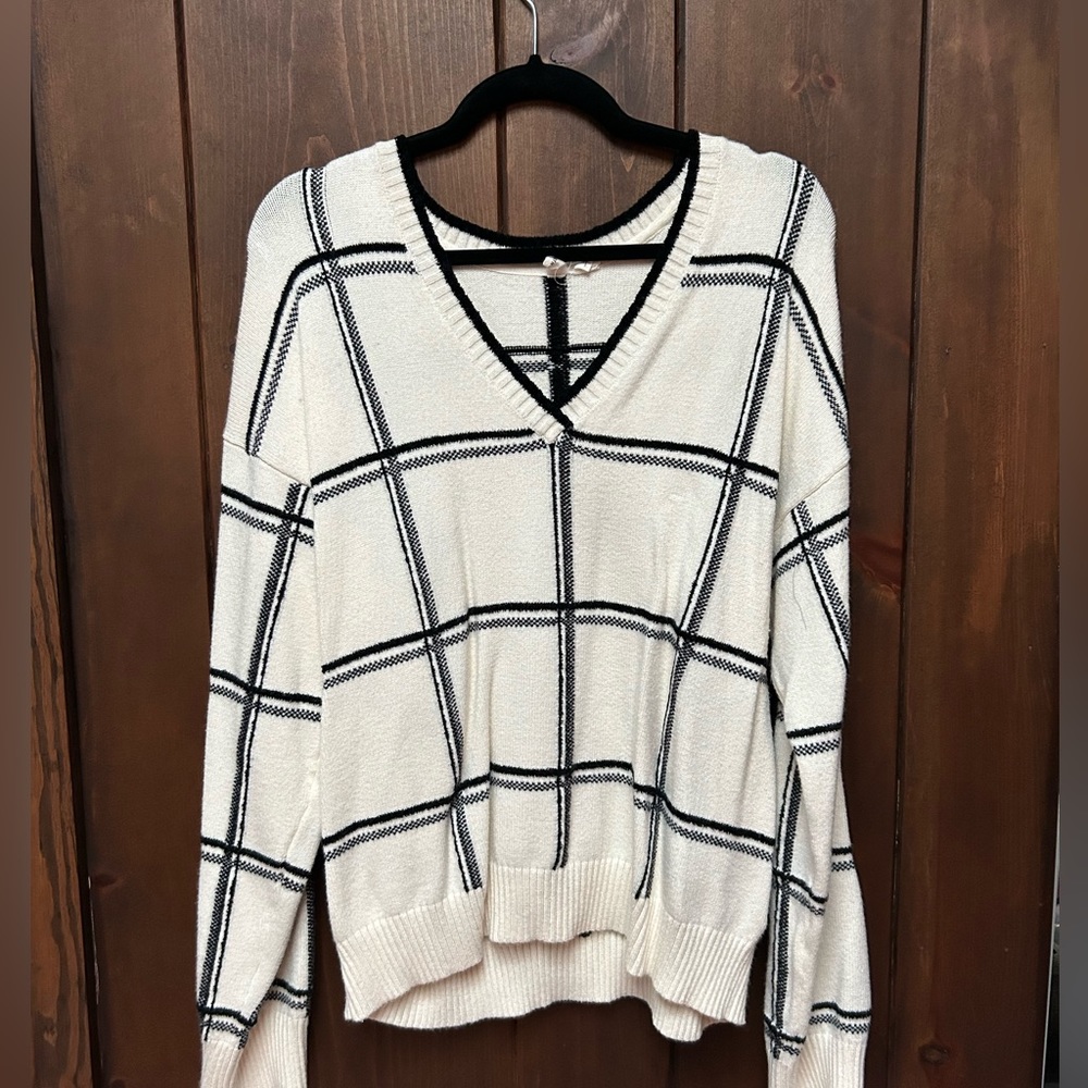 Cute & Comfy Gridded V-Neck Sweater